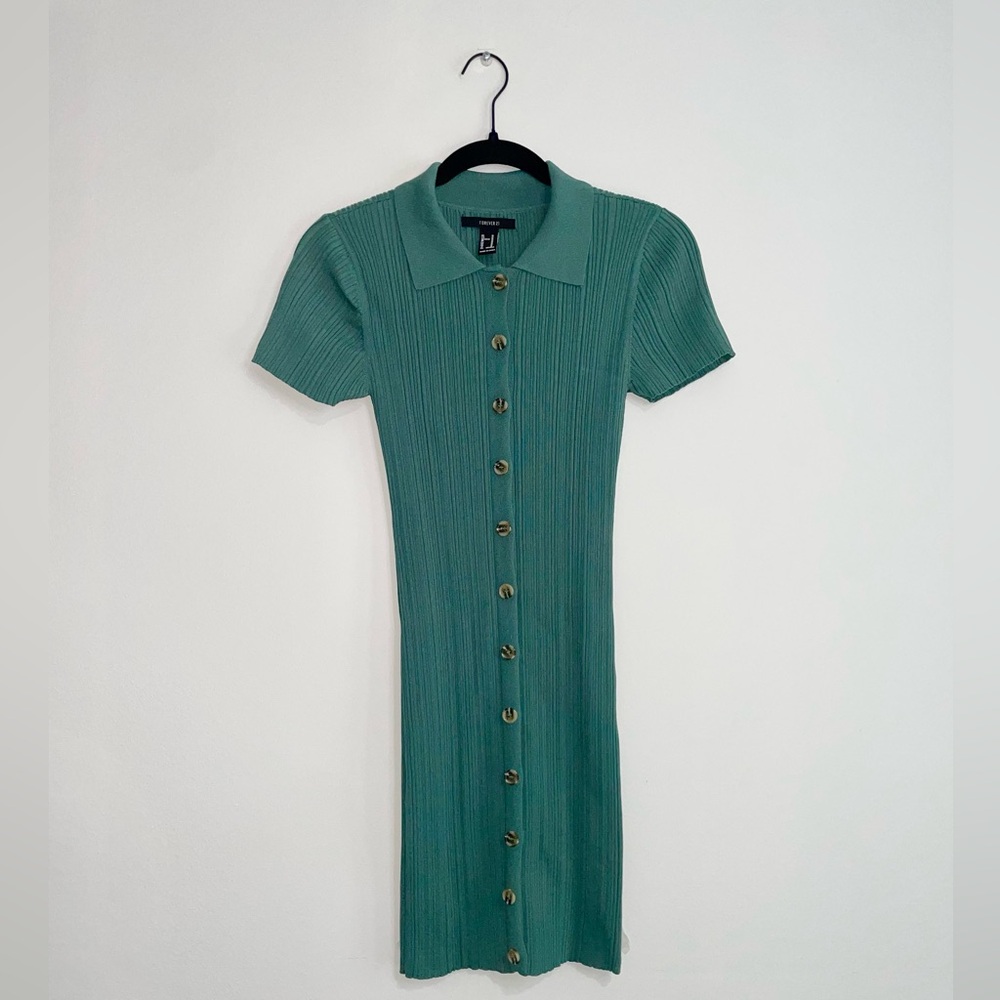 Green Collared Button Down Dress